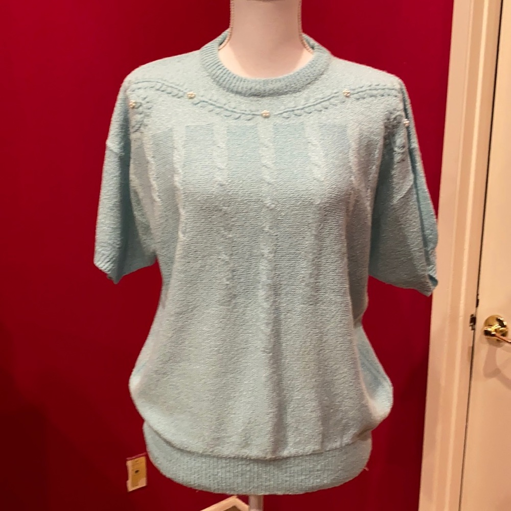 Beautiful short sleeve 100%acrylic blouse